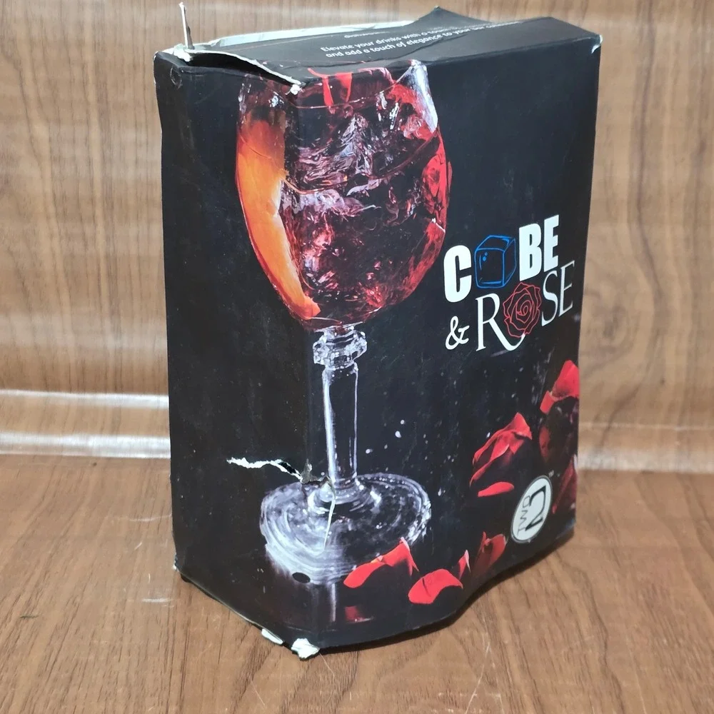 Cube & Rose Silicone Ice Mold Set 6 Large Cubes 6 Roses Black with Funnels NEW
